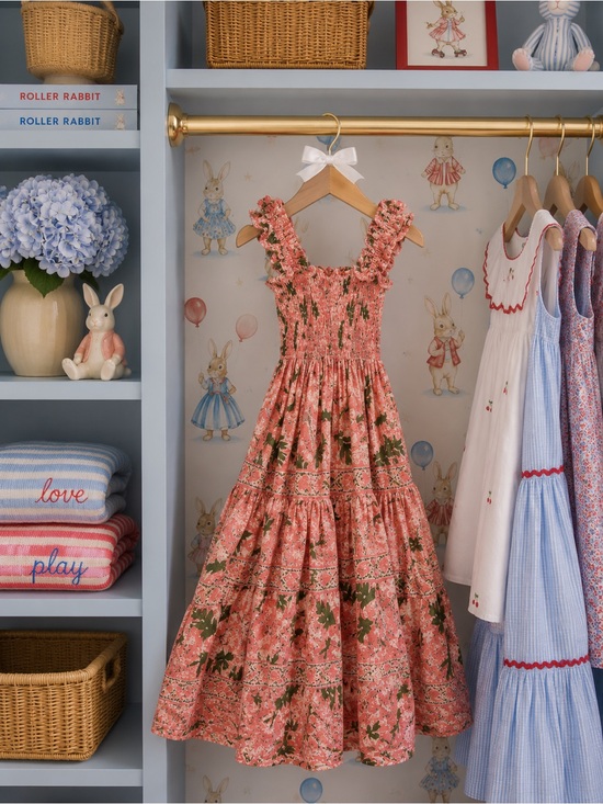Hill House Dresses & Skirts - Hill House Pink Floral Maxi Dress with Green Leaf Print